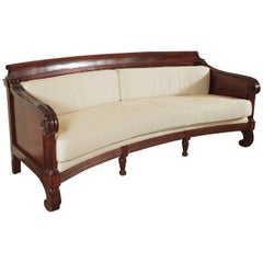 Long Carved Mahogany Regency Style Sofa