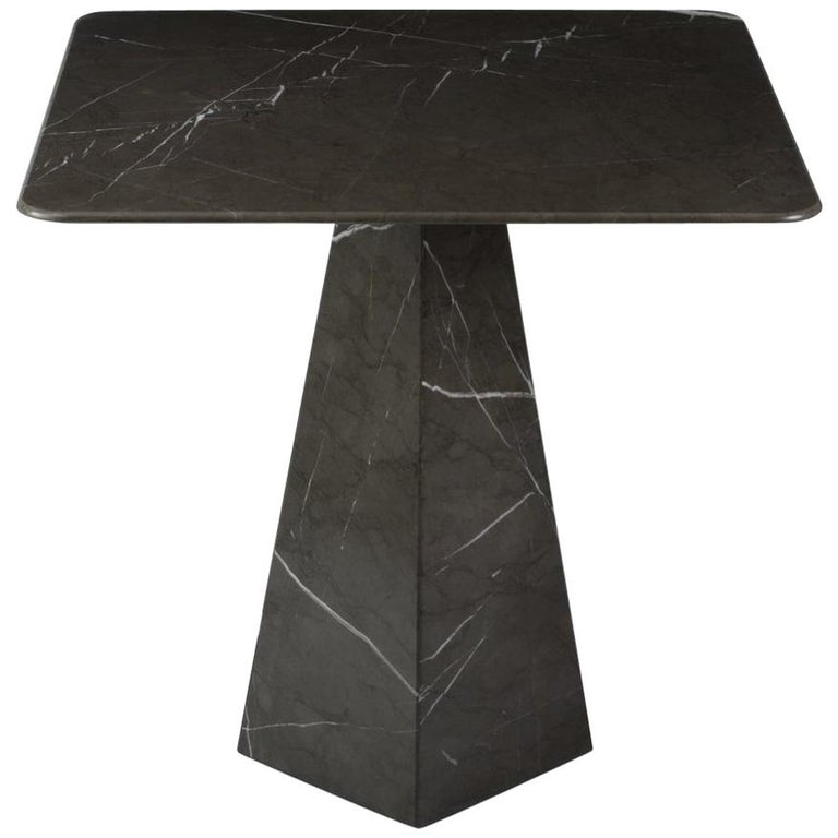 Cosmo, Contemporary Square Marble Side Table in Graphite For Sale at