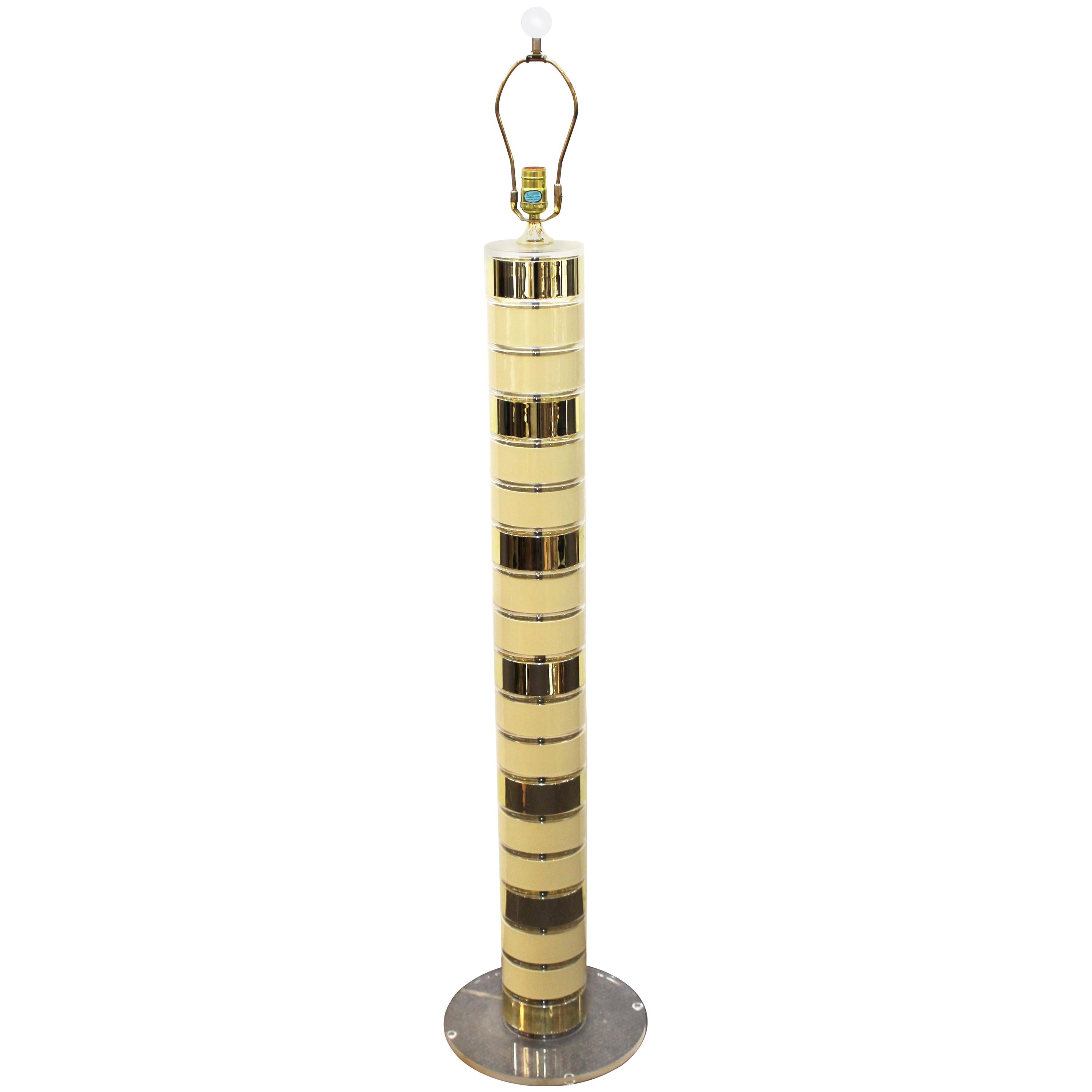 Post-Modern Optique Stacked Lucite Floor Lamp For Sale