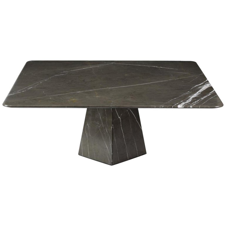 Cosmo, Contemporary Square Marble Coffee Table in Graphite For Sale at 1stdibs