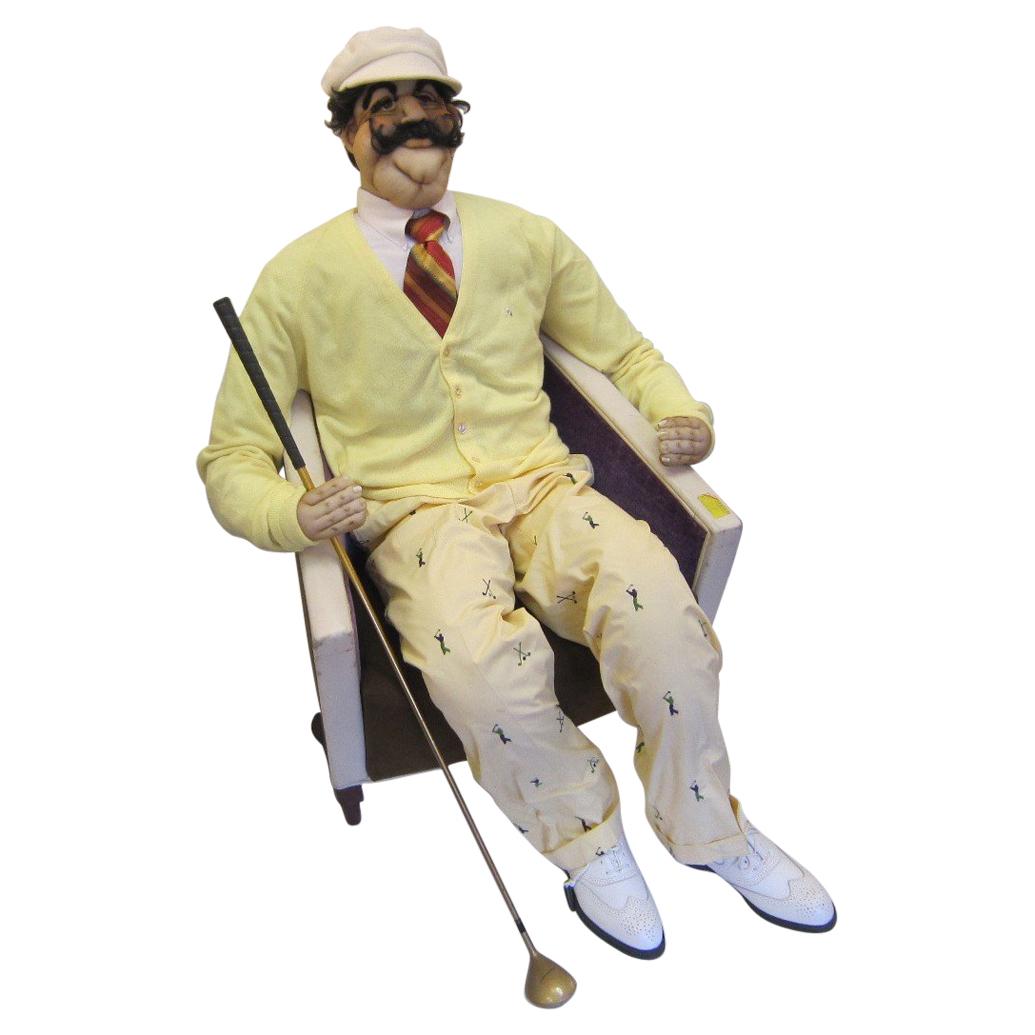 Realistische, weiche Skulptur eines männlichen Golfspielers in Lebensgröße