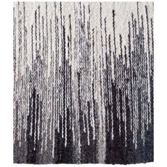 Tapis à tissage plat en laine tissée à la main à motif noir et blanc