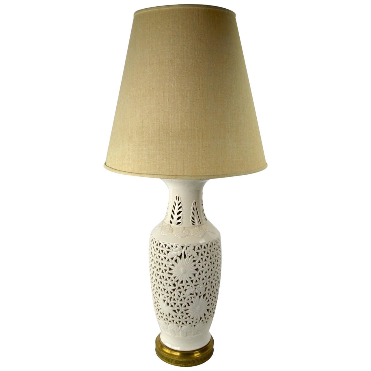 Reticulated Blanc de Chine Table Lamp