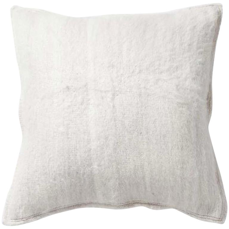 Handwoven Llama Wool Throw Pillow in Ivory, Made in Argentina, in Stock