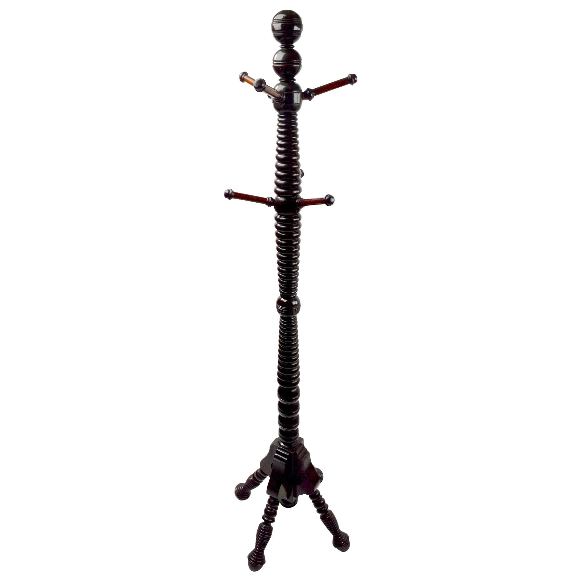 Turned Aesthetic Movement Eastlake Victorian Coat Tree Stand Hat Stand 