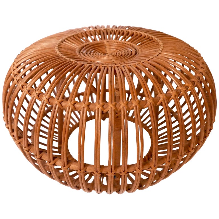 Wicker or Rattan Ottoman, Pouf, Stool or End Table by Franco Albini at