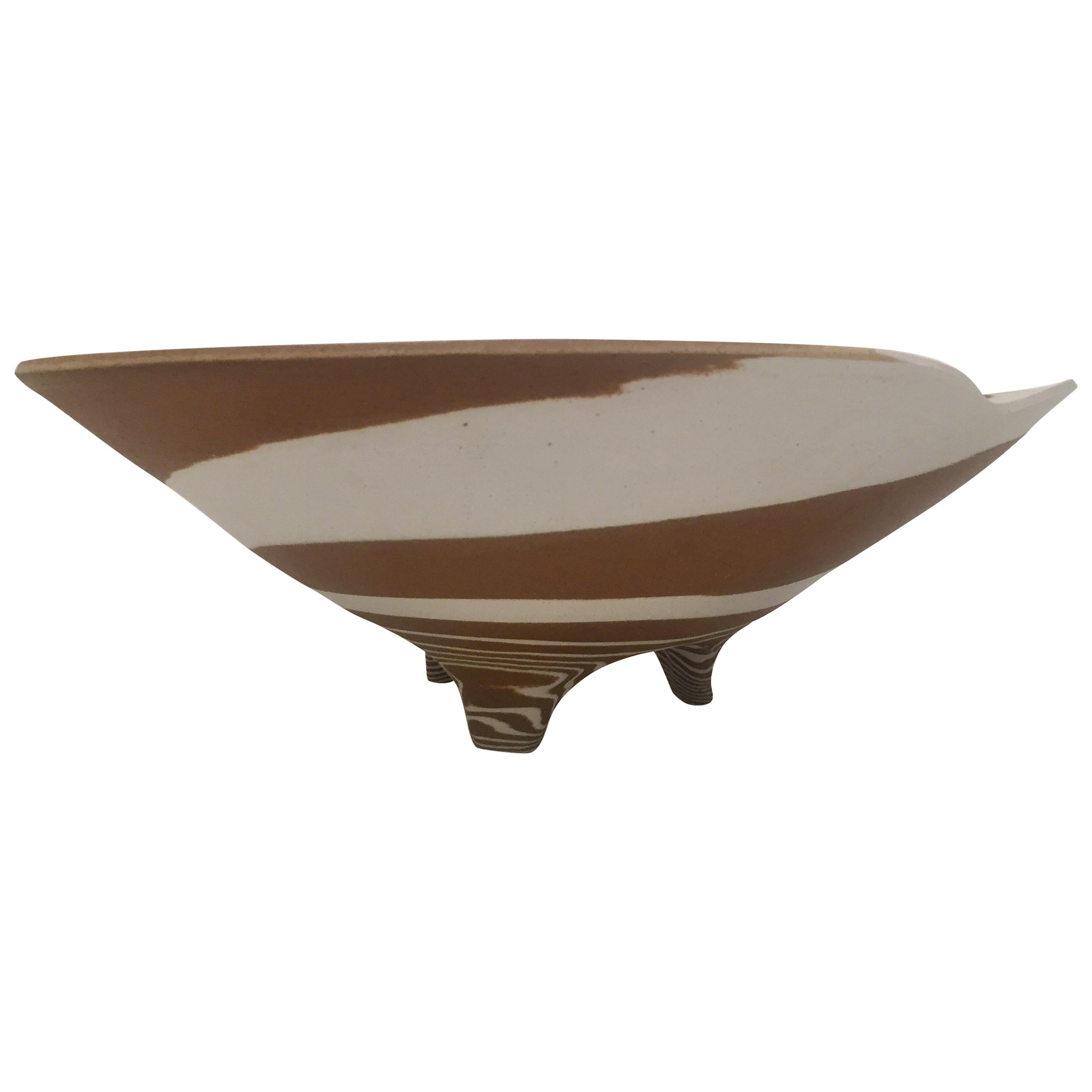 Japanese Ceramic Swirl Bowl For Sale
