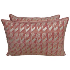 Pair of Blush and Silvery Gold Fortuny Pillows