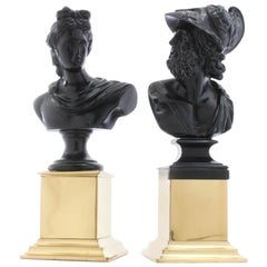 Fine Pair of Grand Tour Classical Portrait Busts of Menelaus and Apollo