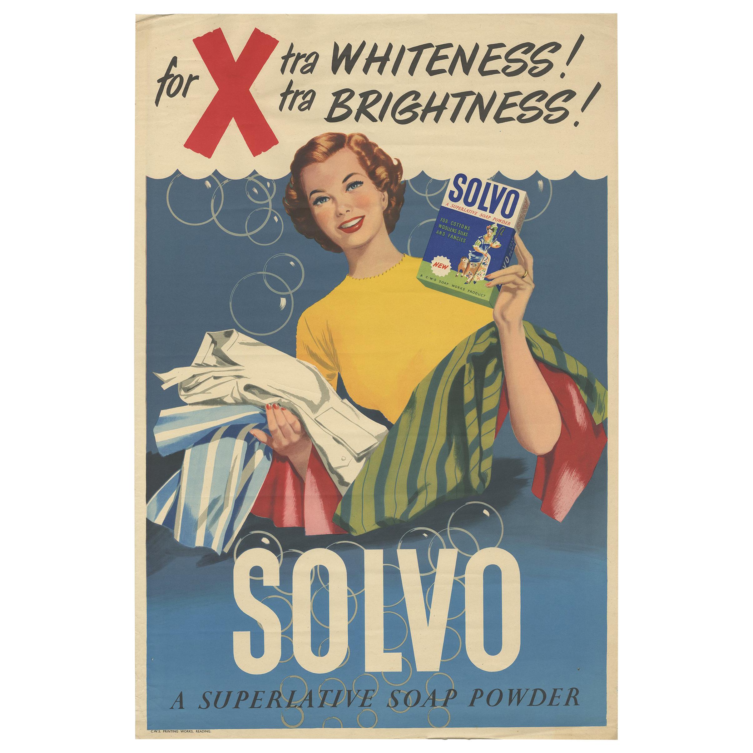 Original 1950s Poster of Solvo Soap Powder
