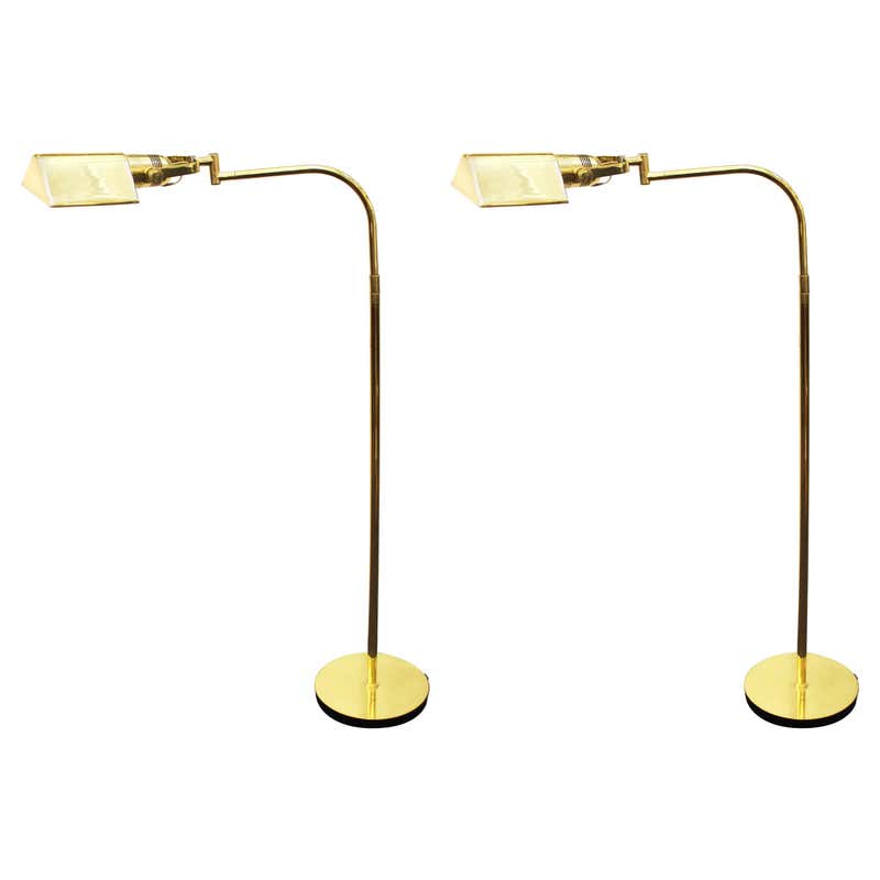 Midcentury Dual Light Gooseneck Floor Lamp with Table at 1stDibs | dual ...