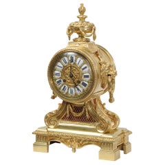 Antique French Gilt Bronze Drum Head Clock by Louis Japy