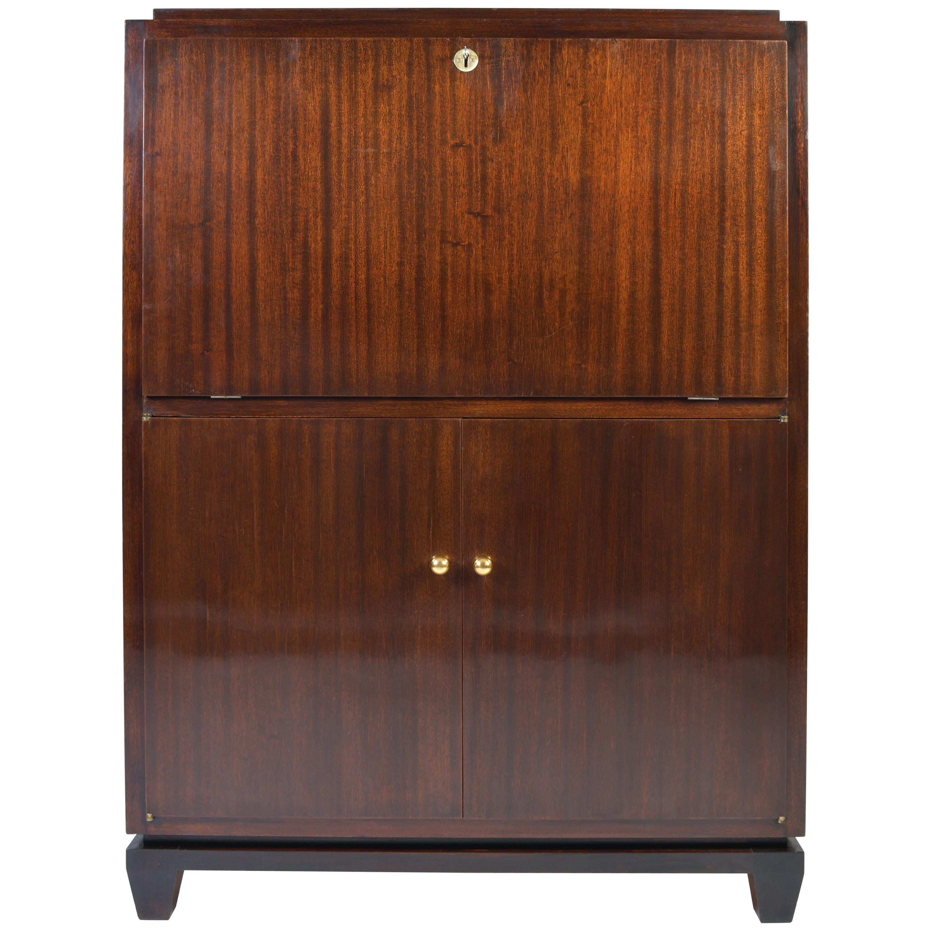 Art Deco Mahogany Bar or Secretaire Cabinet