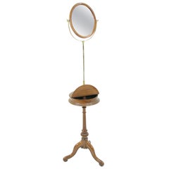 Shaving Mirror, Teleskop-Spiegel, geschnitztes Dreibein, Nussbaum, Schottland 1870, B282 Reduced!