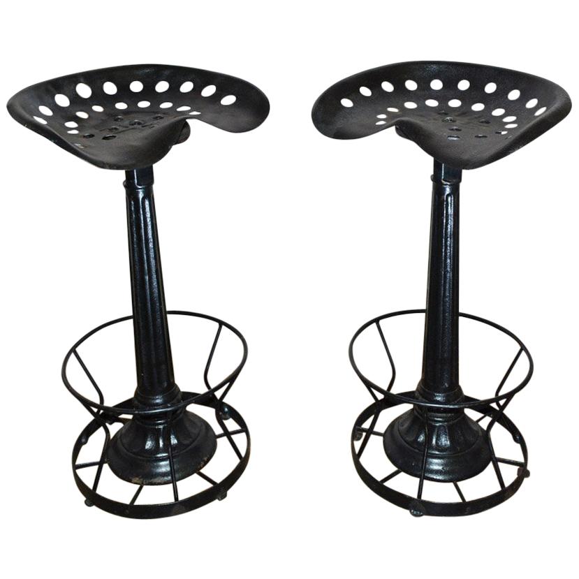 Pair of Iron Spring Shaped Bar Stools at 1stdibs