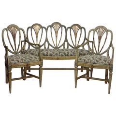 Antique Set of Neoclassical Venetian Painted Settee and Chairs, Italian, 19th Century