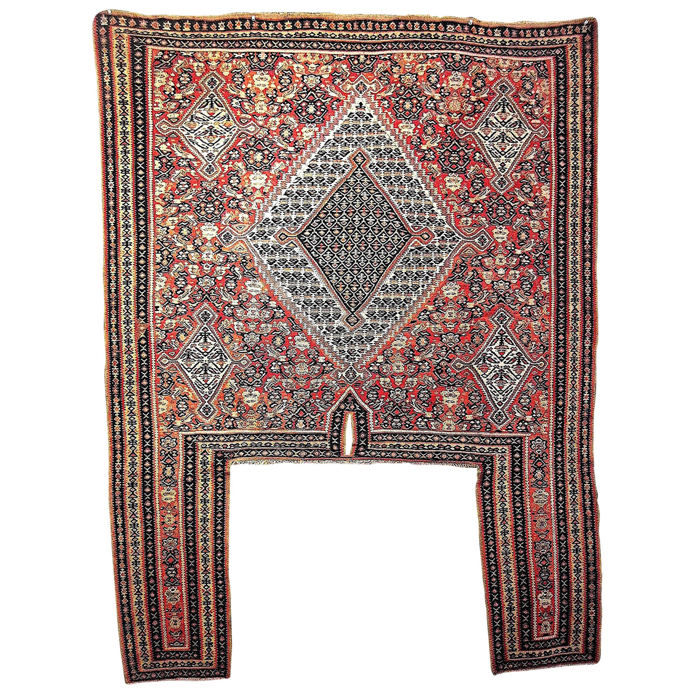 Antique Persian Kurdish Senneh Saddle Cover 