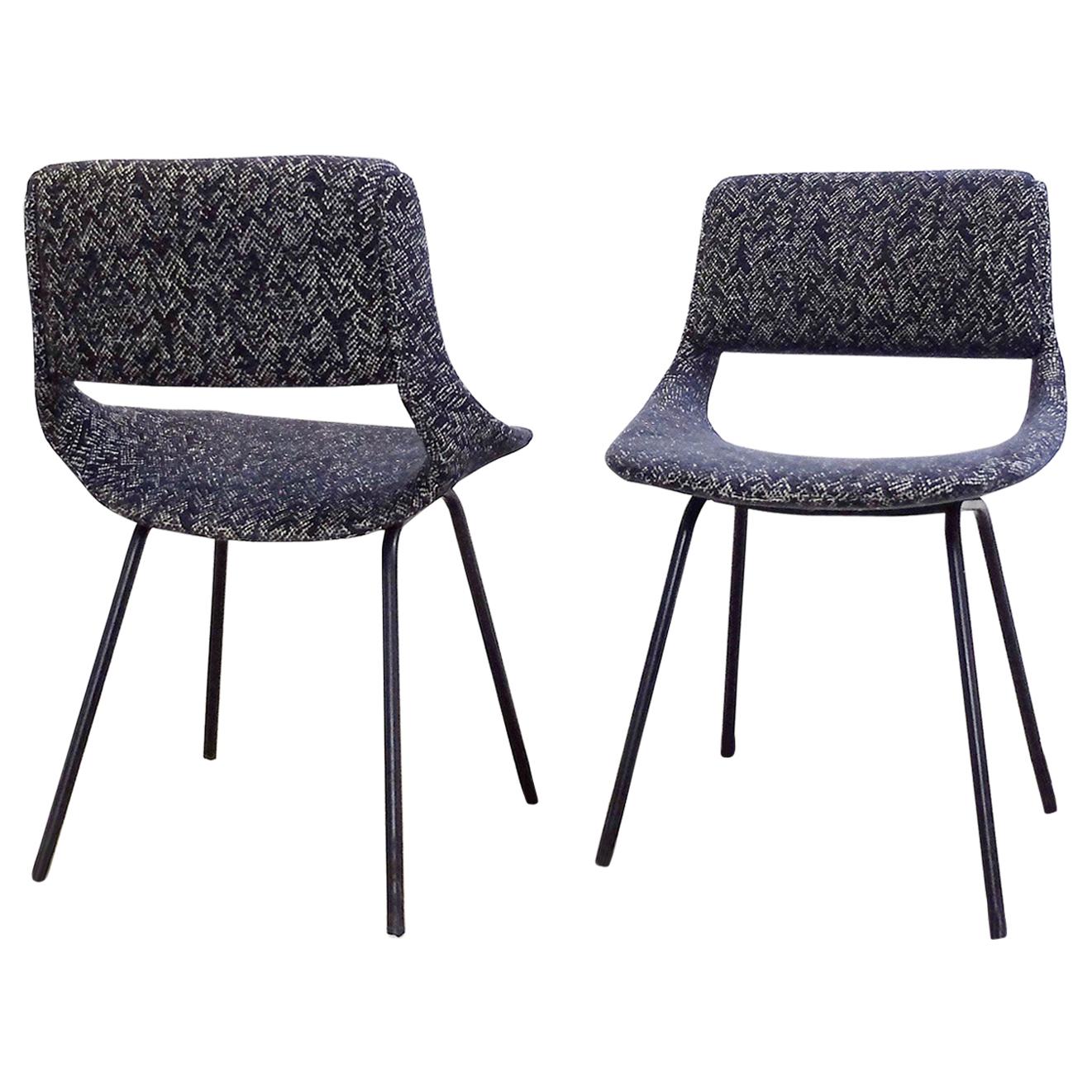 Pair of Chairs by Louis Paolozzi For Zol, New Upholstered