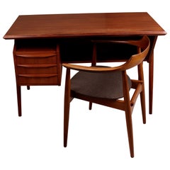 Midcentury Danish Teak Desk and Chair by Gunnar Nielsen Tibergaard