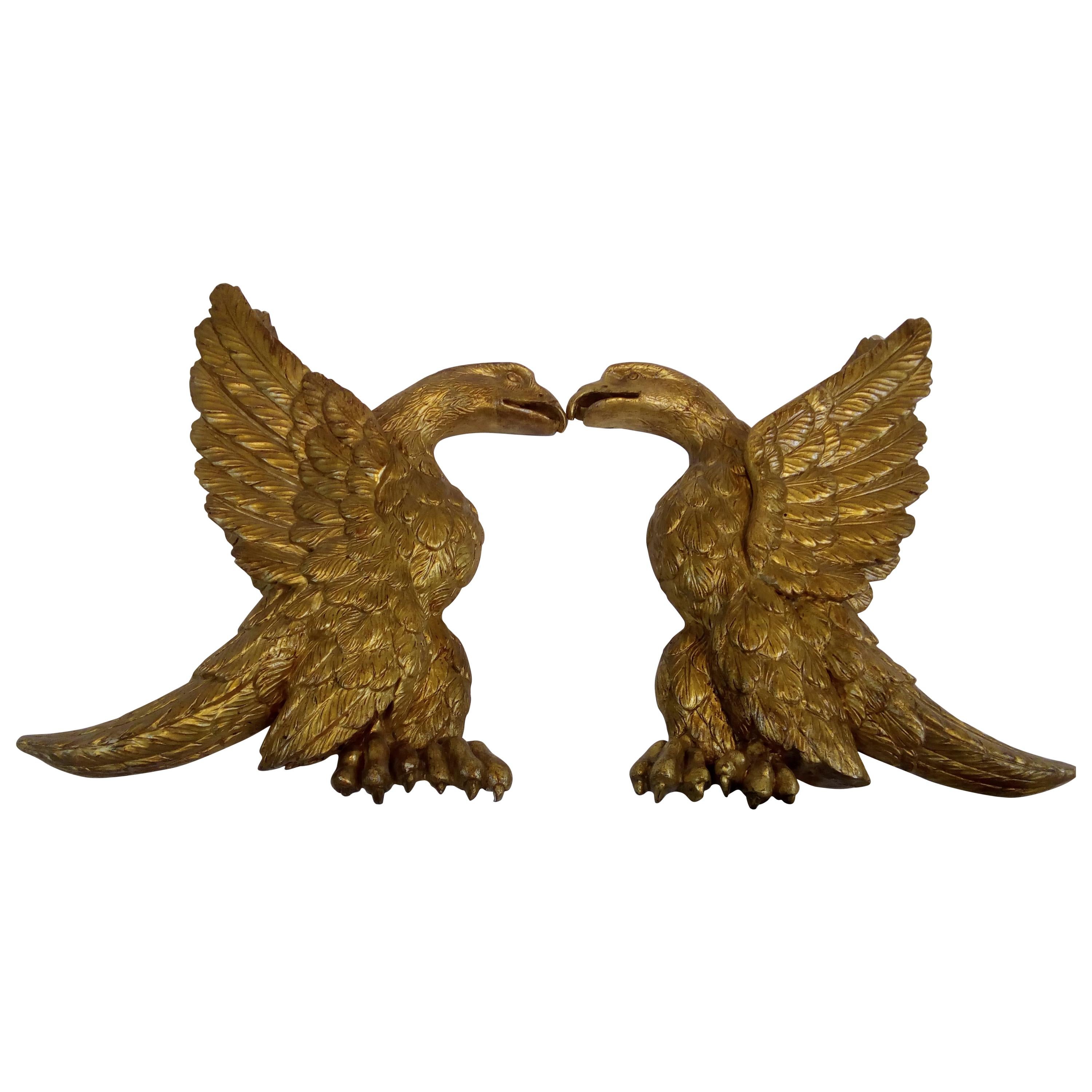 19th Century Pair of Eagles gilded in pure gold in Empire style 1804-1815 For Sale