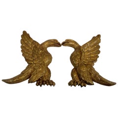 19th Century Pair of Eagles gilded in pure gold in Empire style 1804-1815