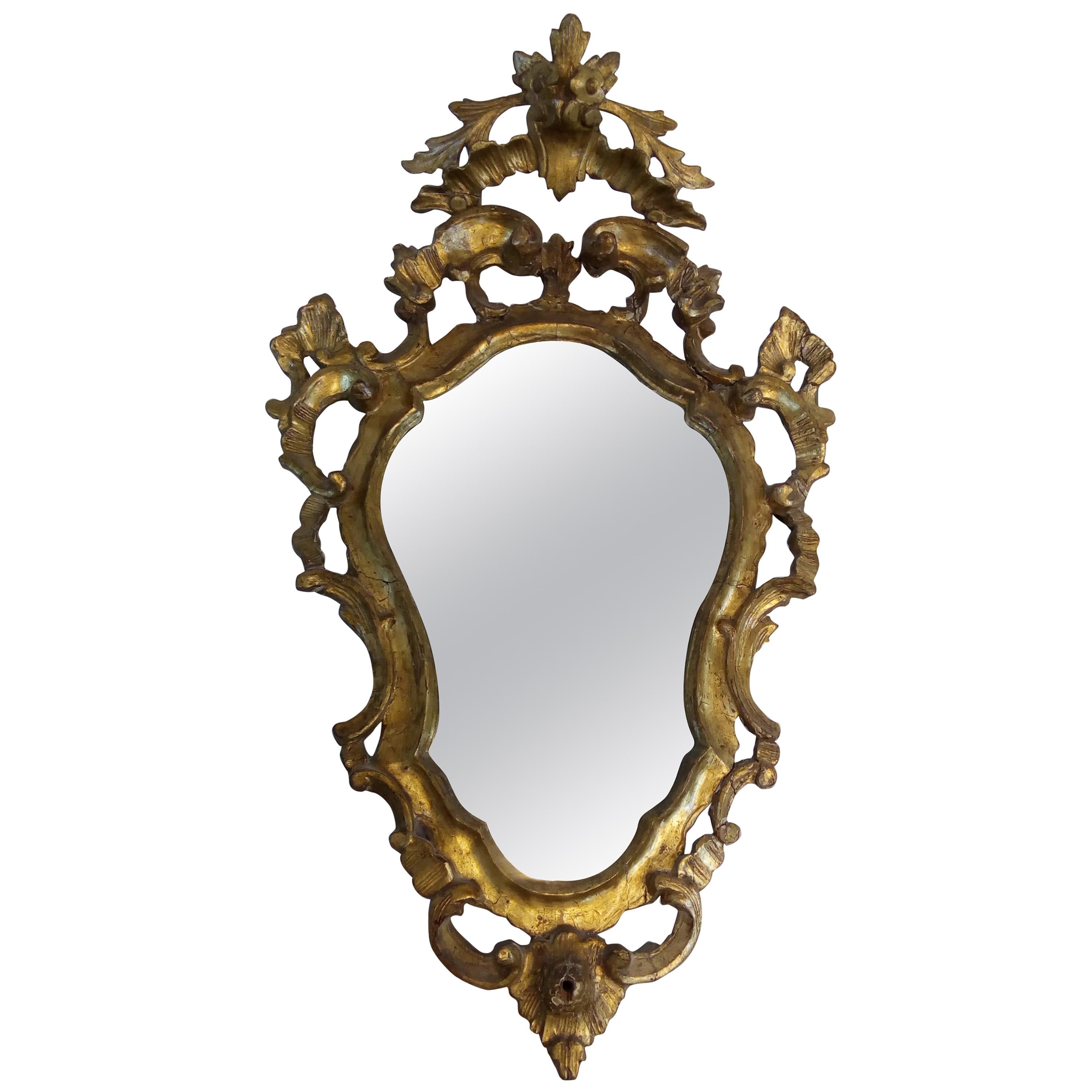 18th Century venetian Rococò gilded wood mirror in pure gold For Sale