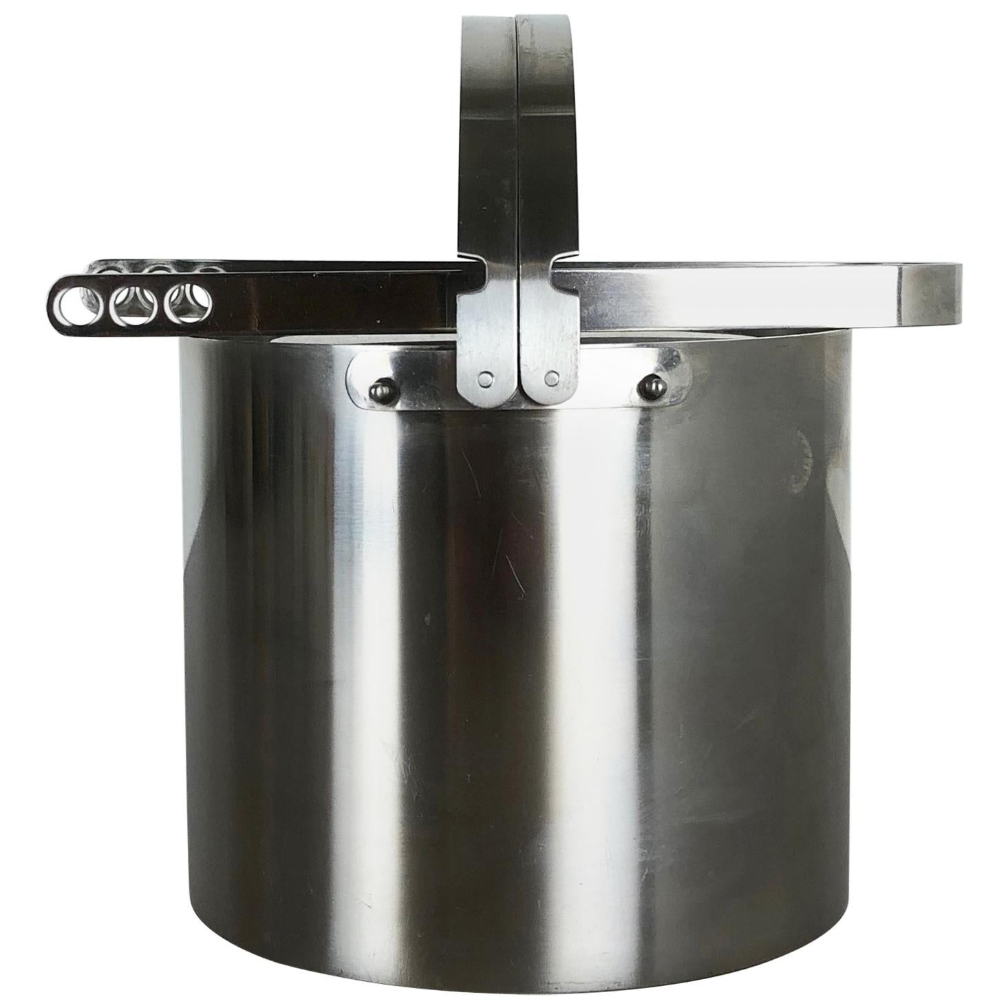 Original 1970s Cylinda Steel Ice Cube Bucket Element by Arne Jacobsen, Stelton