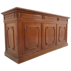 Antique Original French Oak Counter with Five Oak Drawers on the Back, 1890