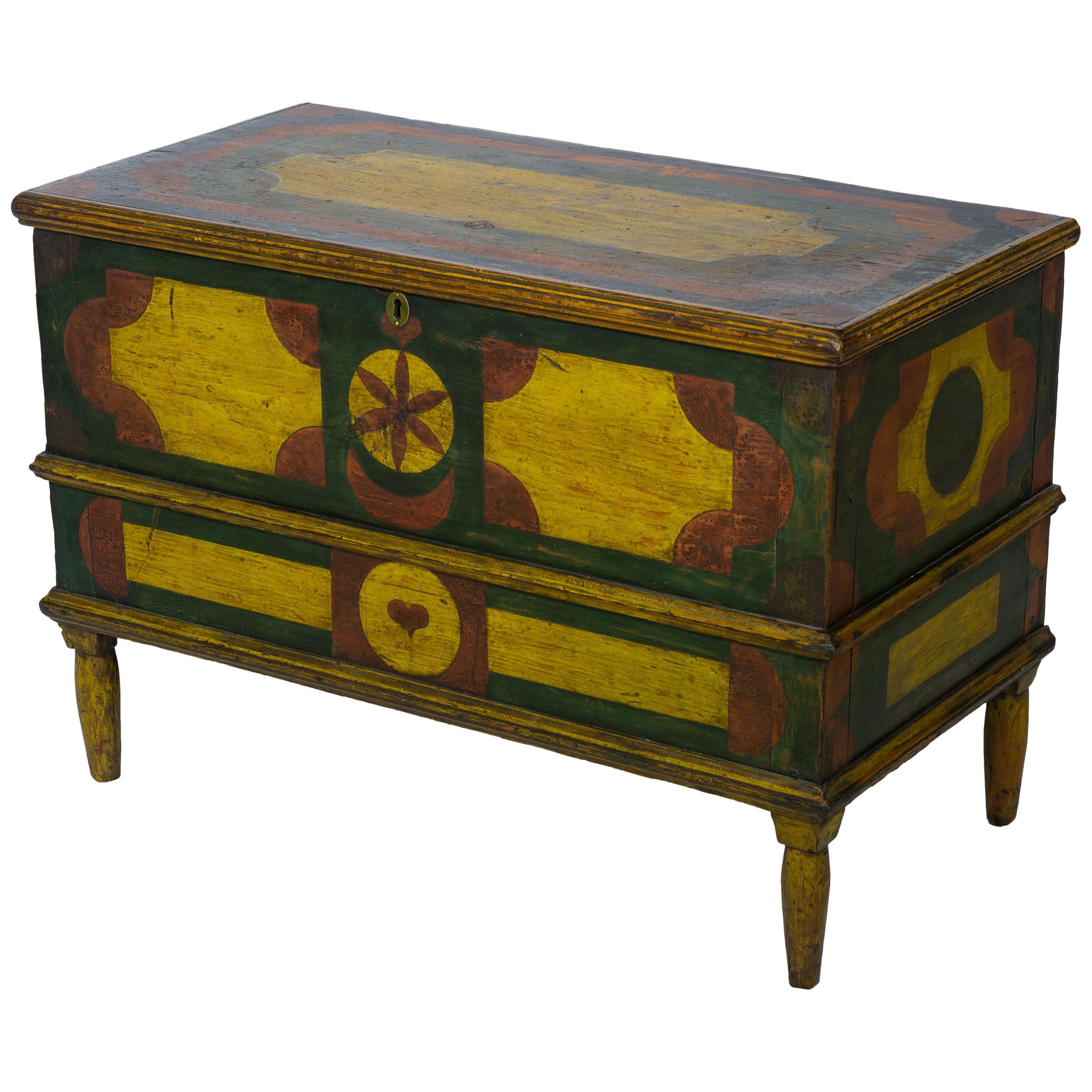 Multicolored Blanket Chest with a Geometric