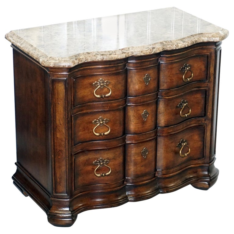 Stunning Carved Wood Thomasville Lucca Chest Of Drawers Marble Top