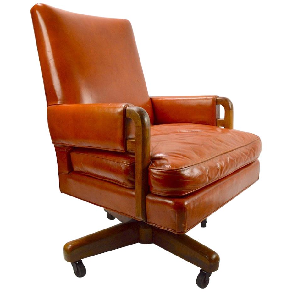 Stow Davis Swivel Tilt Leather Desk Chair