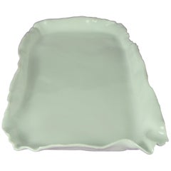 Thin Porcelain Tray with White Glossy Glaze