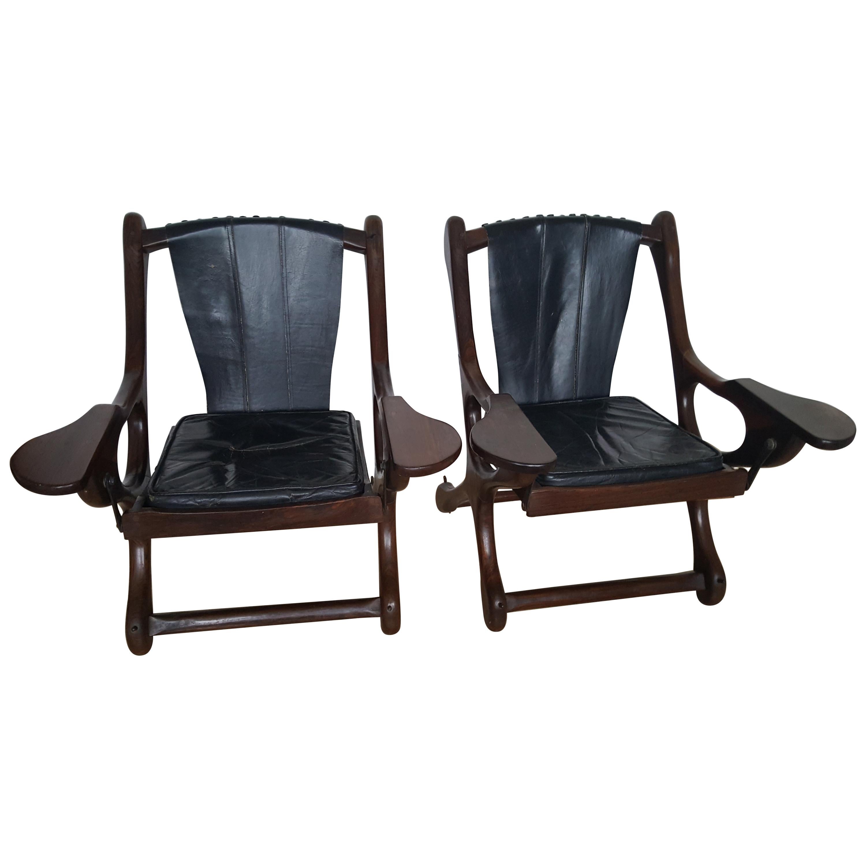 Awesome Pair of Don Shoemaker Rosewood Swinger Chairs For Sale