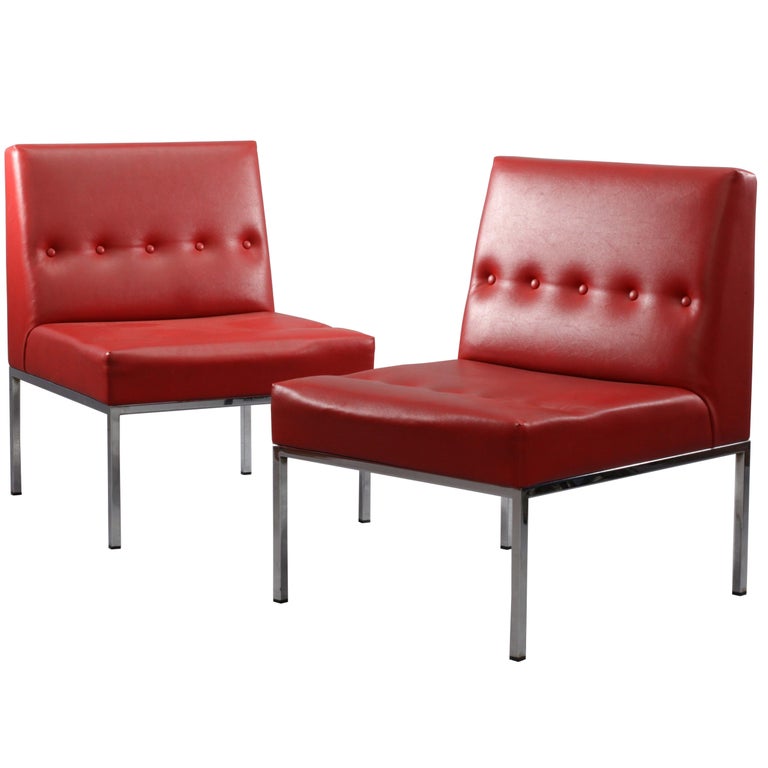 Pair of Red Lounge Chairs Designed Johannes Spalt Vienna, 1960 For Sale