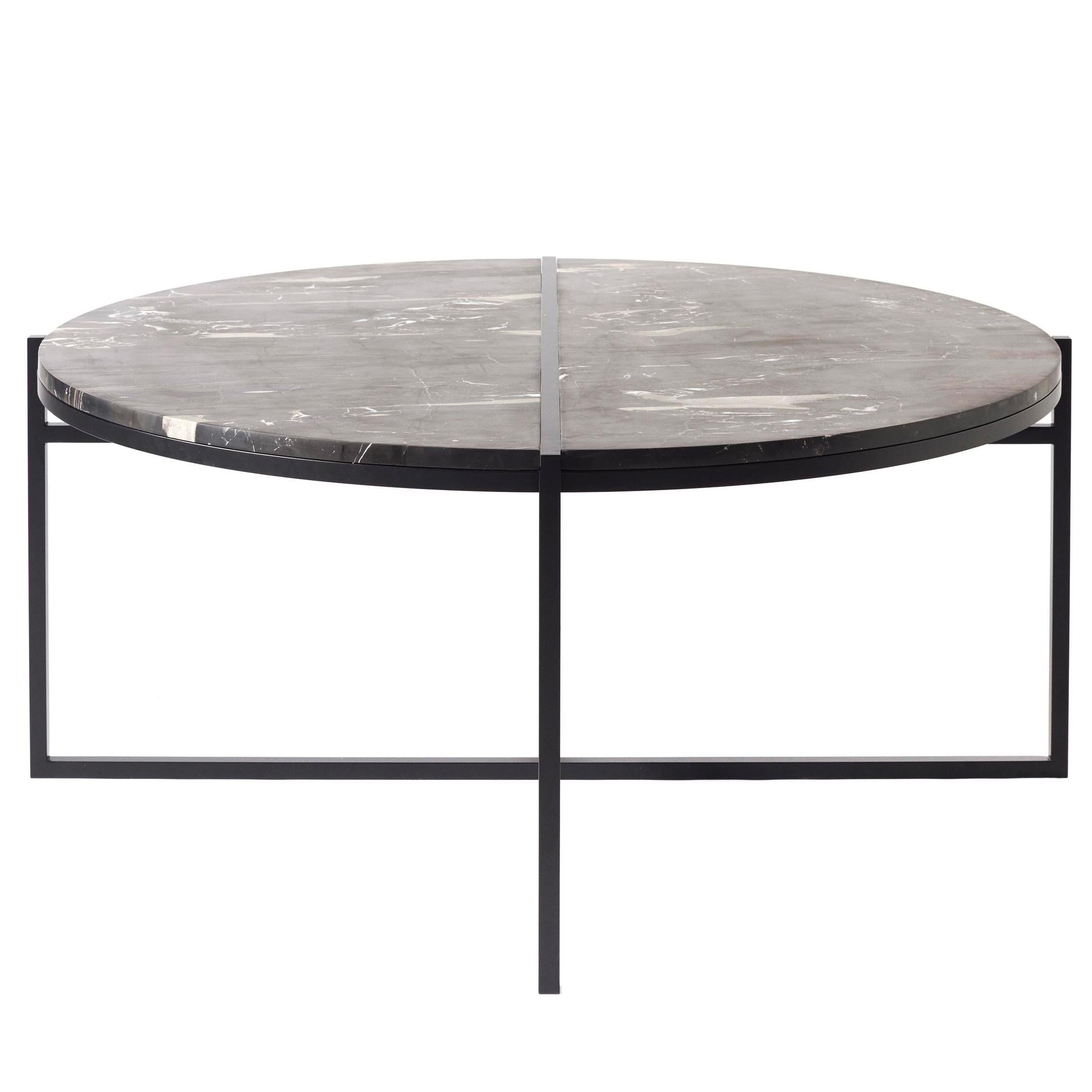 Contemporary Coffee Table, Silver Black Marble, Minimalist, Modern, Unique For Sale