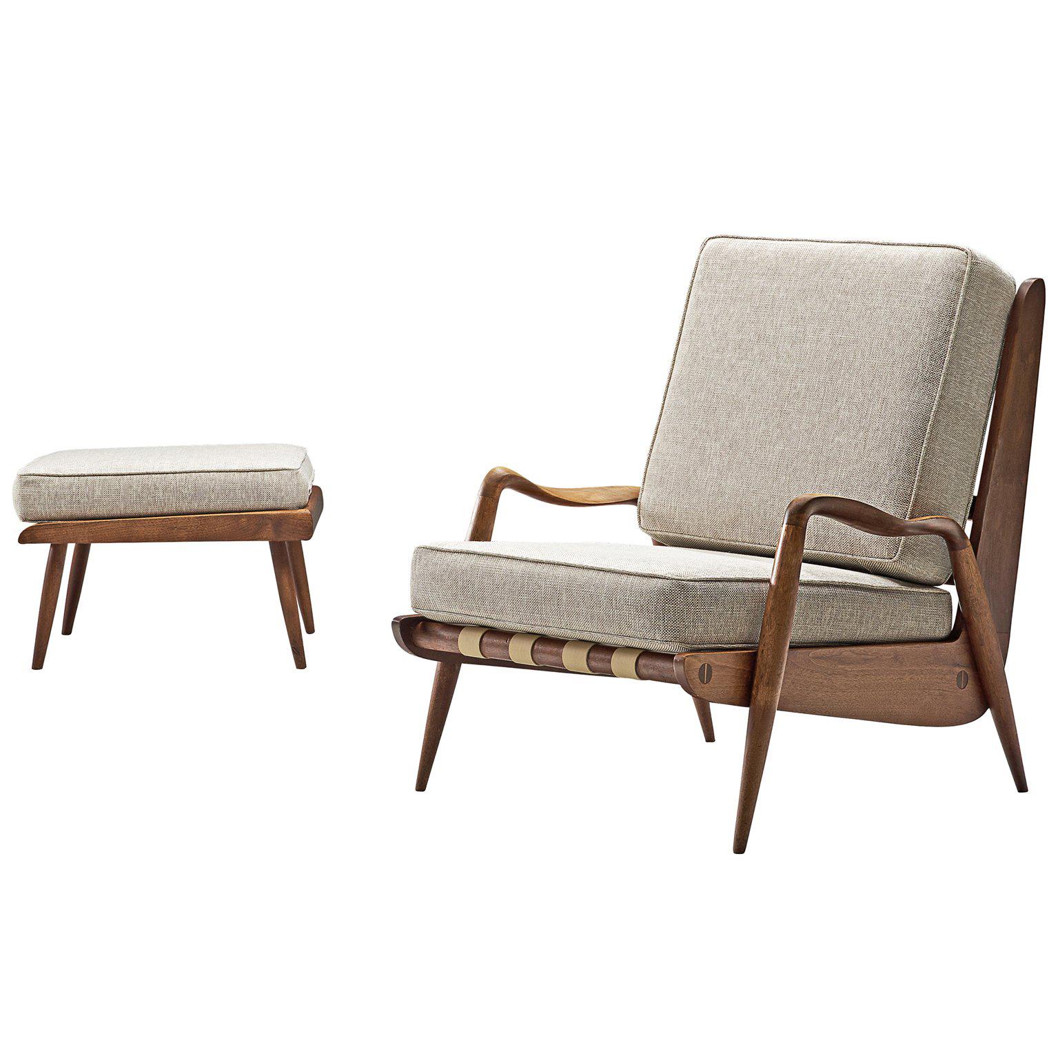 Rare Phillip Lloyd Powell Lounge Chair and Ottoman