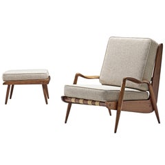 Rare Phillip Lloyd Powell Lounge Chair and Ottoman
