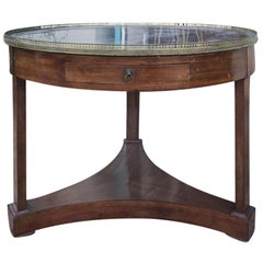 18th-19th Century Large French Mahogany Bouillotte Table with Black Marble Top