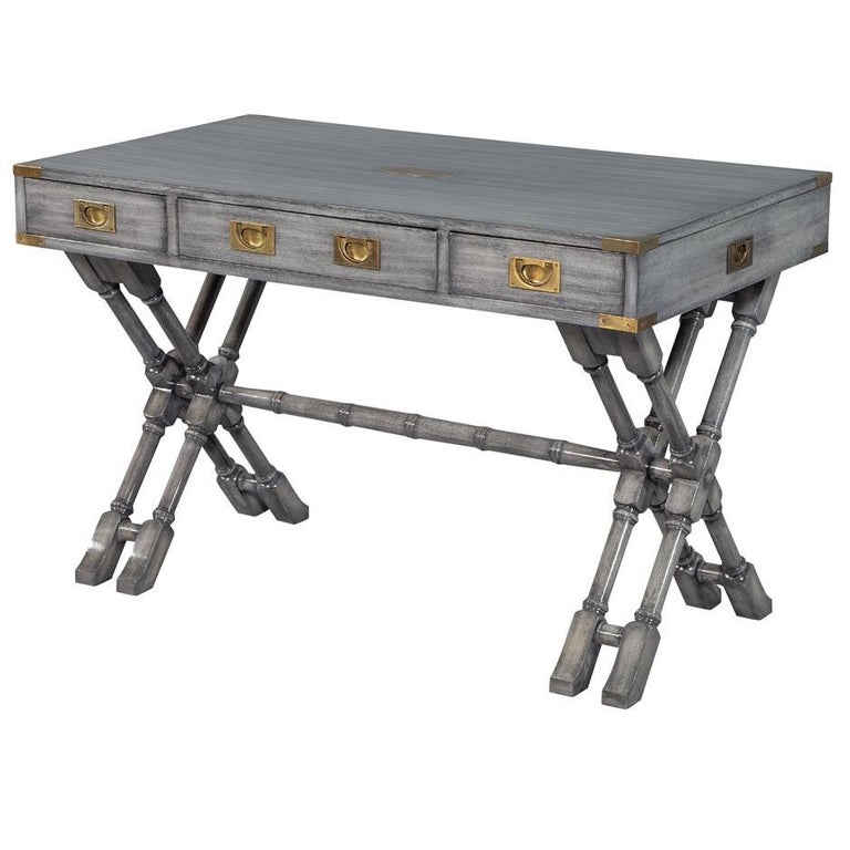 Vintage Gany Gray Wash Finished Campaign Desk For At 1stdibs Vintage Gany Gray Wash Finished Campaign Desk For