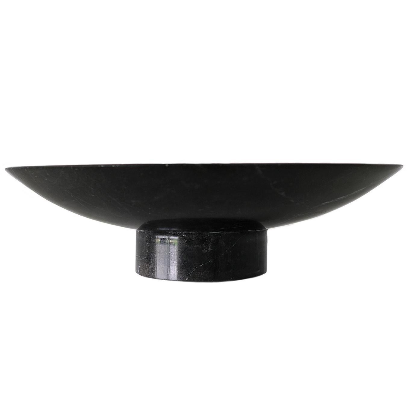 Round Tray in Black Marble For Sale
