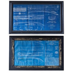 Pair of Nautical Blueprints of Vintage Boats