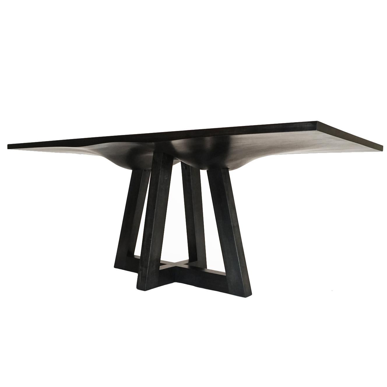 Contemporary Ebonized Dining Table in Carved Walnut For Sale
