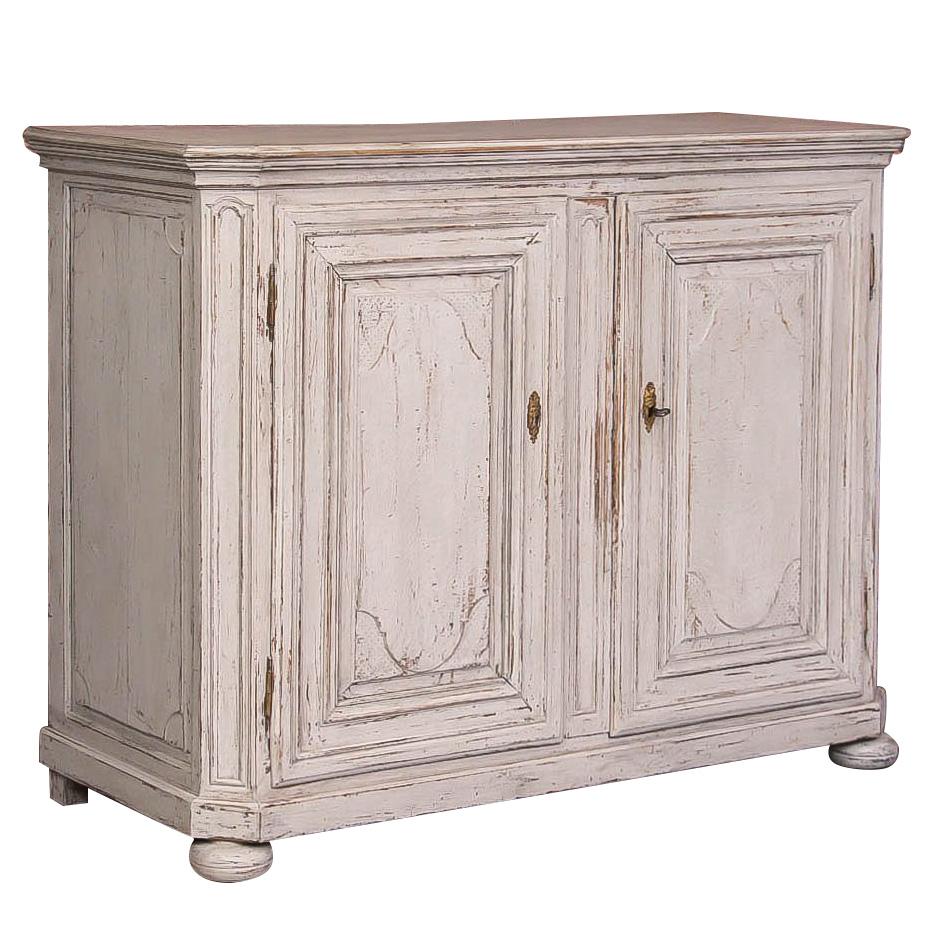 Antique French Oak Cabinet with Light Gray Paint