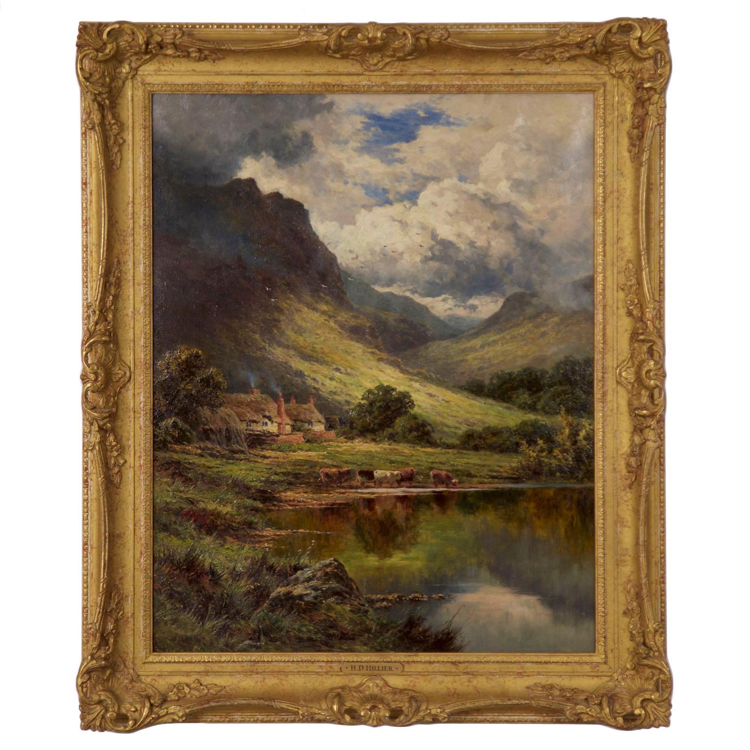 Henry Parker Oil Landscape Painting of Shepherd’s Cottage