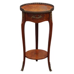 Wood Italian Side Table with Inlaid Marquetry Bronze Ormolu