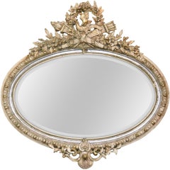 19th Century French Louis XVI Carved Oval Mirror