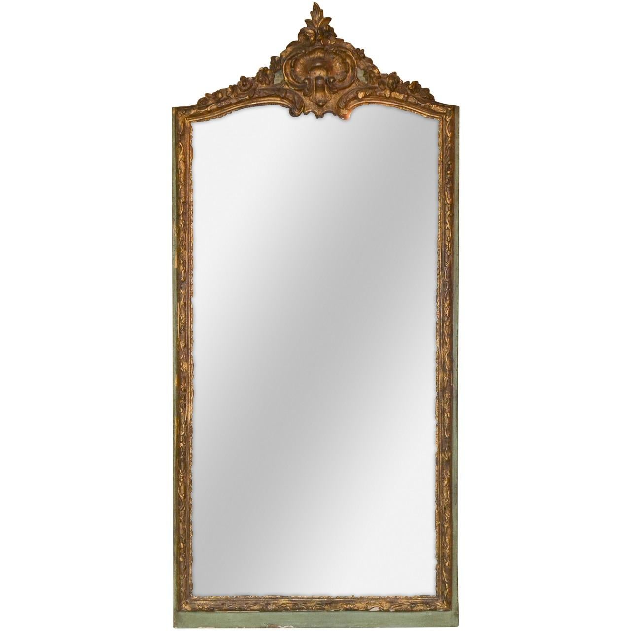 18th Century French Regence Parcel Gilt Mirror