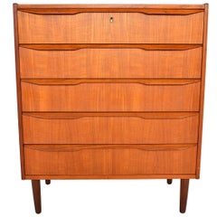 Danish Modern Tibergaard Five-Drawer Teak Highboy Dresser