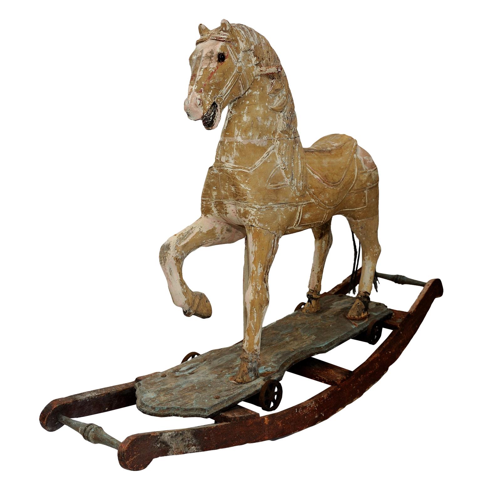 French 19th Century Rocking or Trolley Horse, circa 1870 For Sale
