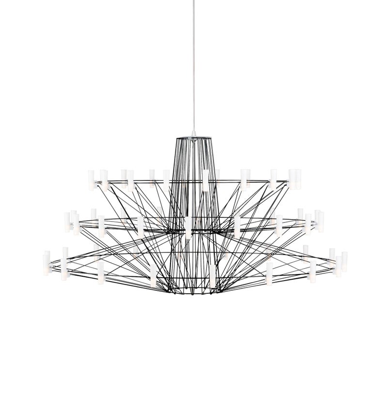 Moooi Coppélia Large Matte Black Led Suspension Light Fixture With Moooi Coppélia Large Matte Black Led Suspension Light Fixture With 54 Lamps For